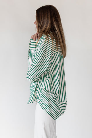 Harlow Green Textured Stripe Top