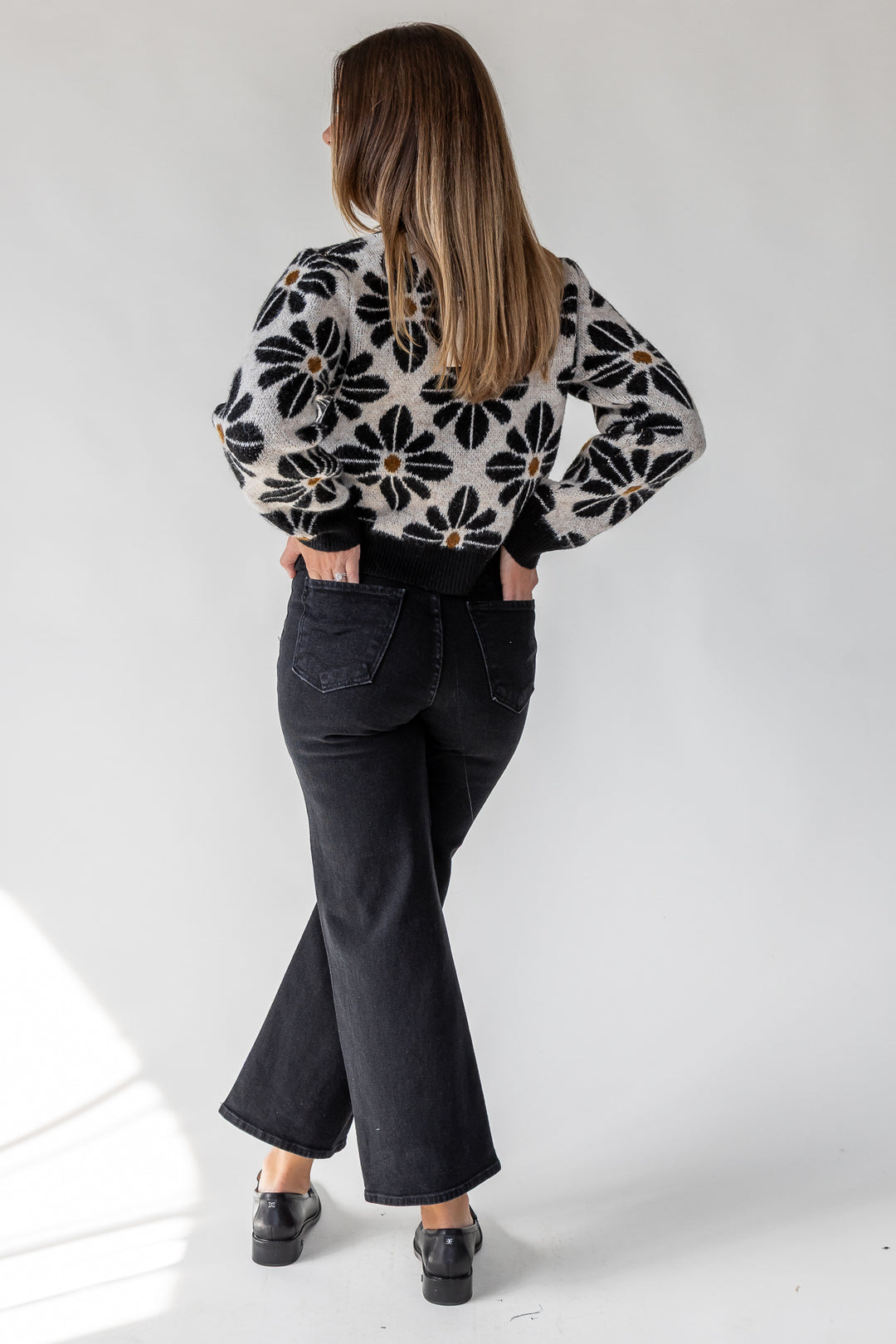 Hayes Black Floral Knit Cardigan