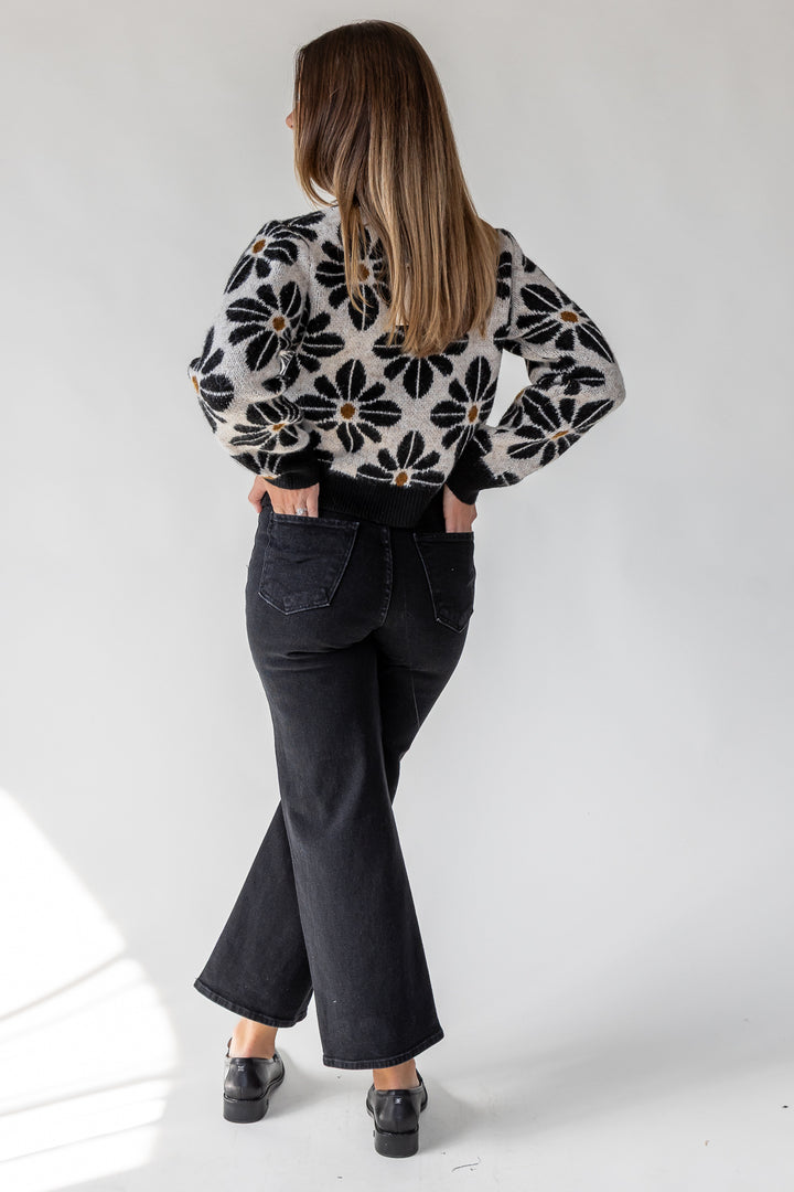 Hayes Black Floral Knit Cardigan