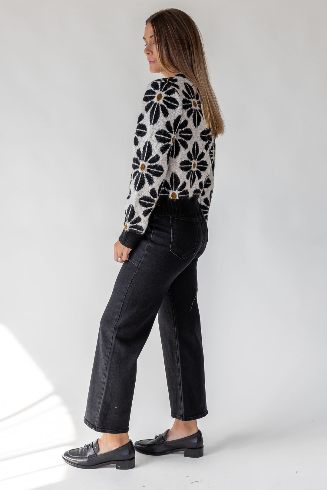Hayes Black Floral Knit Cardigan