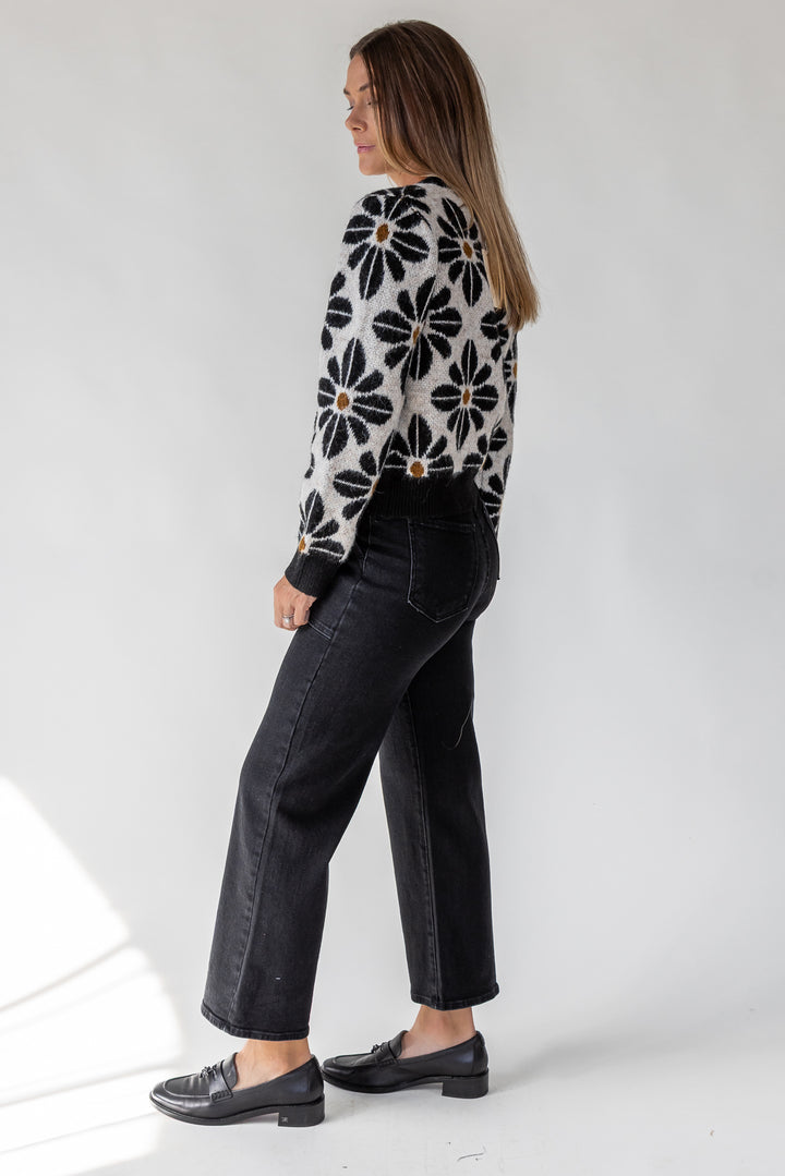 Hayes Black Floral Knit Cardigan