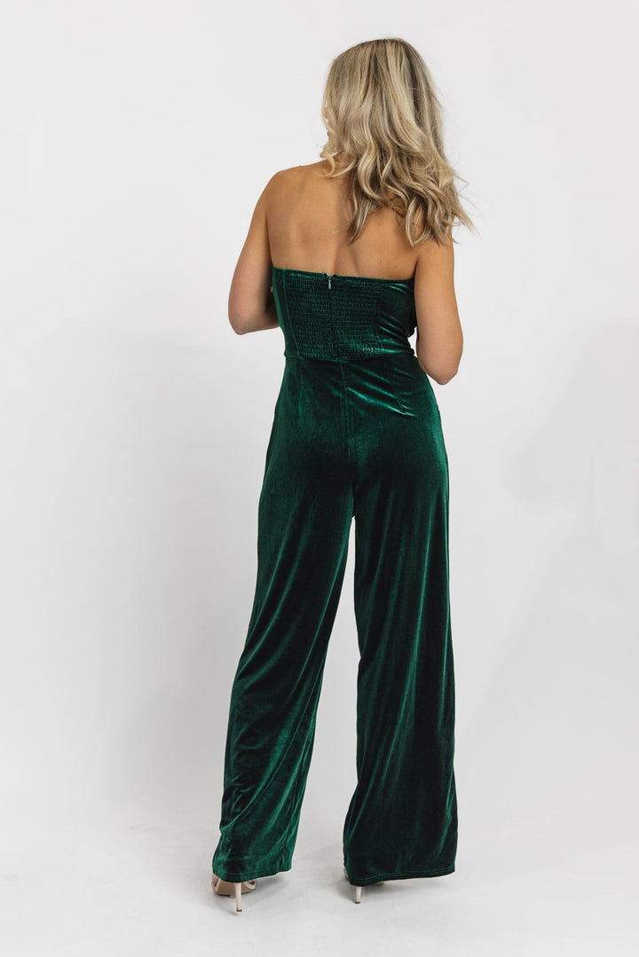 Festive Fling Emerald Velvet Jumpsuit - Final Sale
