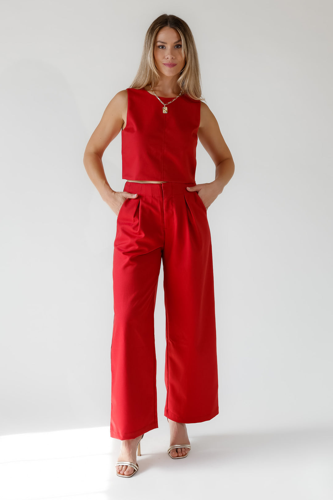 Hollis Garnet Sleeveless Crop Top - Final Sale