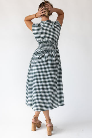 Ivette Green Gingham Midi Dress