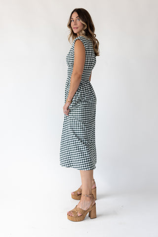 Ivette Green Gingham Midi Dress
