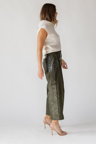 Jude Pleather Barrel Pants - Olive