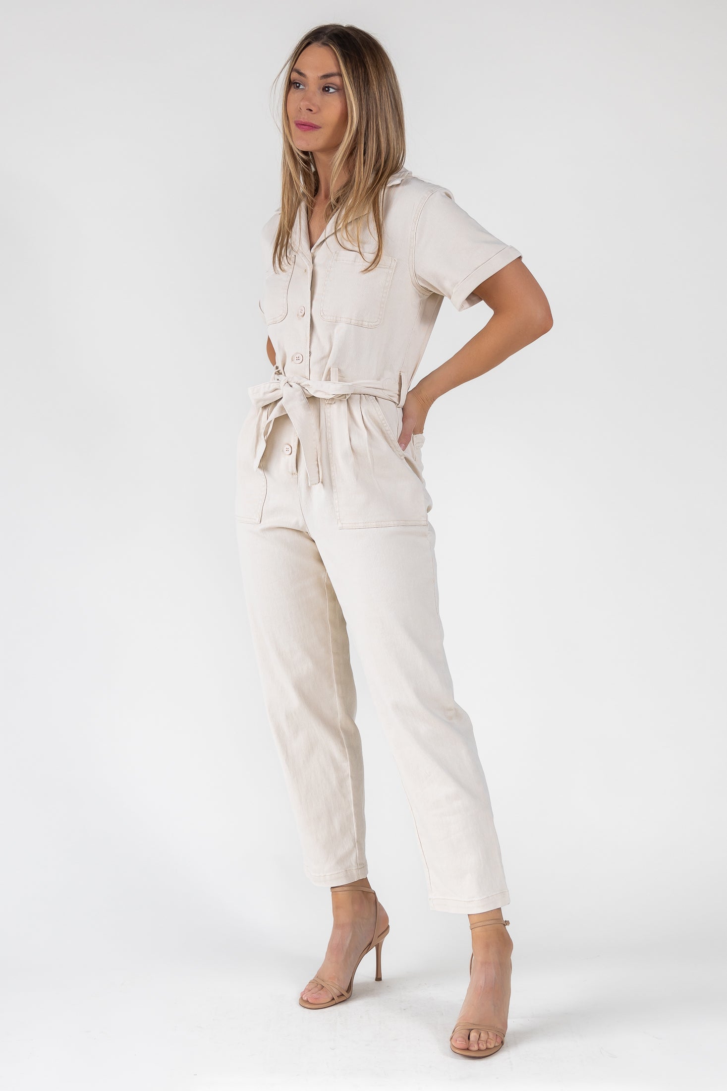 Kendall Cream Washed Jumpsuit - Final Sale