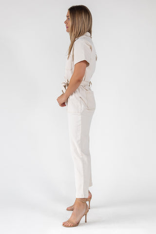 Kendall Cream Washed Jumpsuit - Final Sale