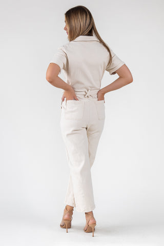 Kendall Cream Washed Jumpsuit - Final Sale