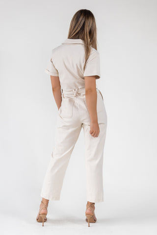 Kendall Cream Washed Jumpsuit - Final Sale