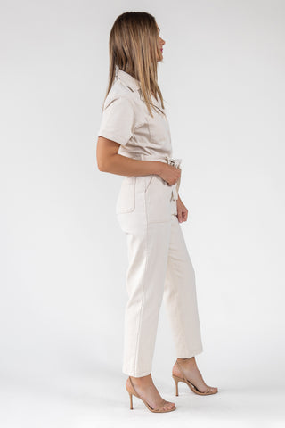 Kendall Cream Washed Jumpsuit - Final Sale