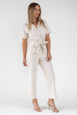 Kendall Cream Washed Jumpsuit - Final Sale