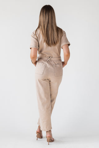 Kendall Khaki Washed Jumpsuit - Final Sale