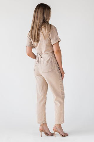 Kendall Khaki Washed Jumpsuit - Final Sale