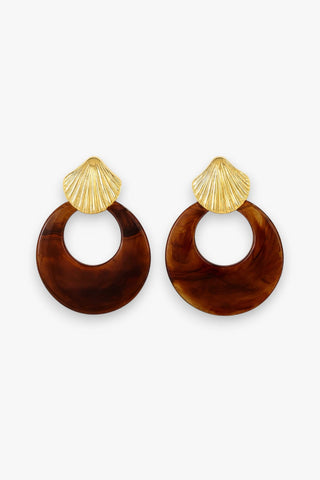 Kenle Shell Earring - Brown