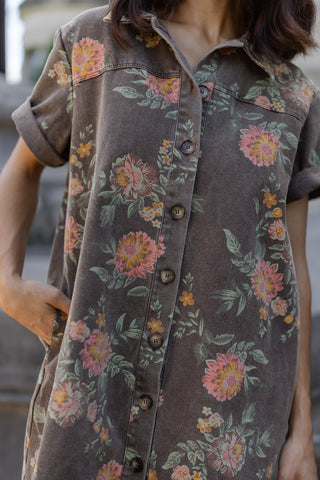 Goldie Floral Mini Dress - Brown