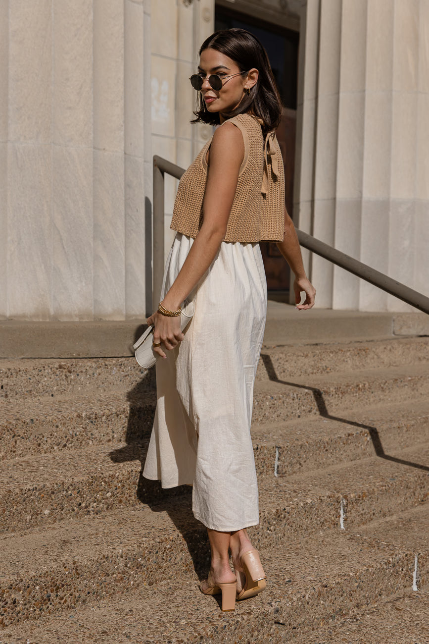 Laurel Twofer Midi Dress Mixed Media Knit Dress | JO+CO Laurel Twofer Midi Dress Mixed Media Knit Dress | JO+CO