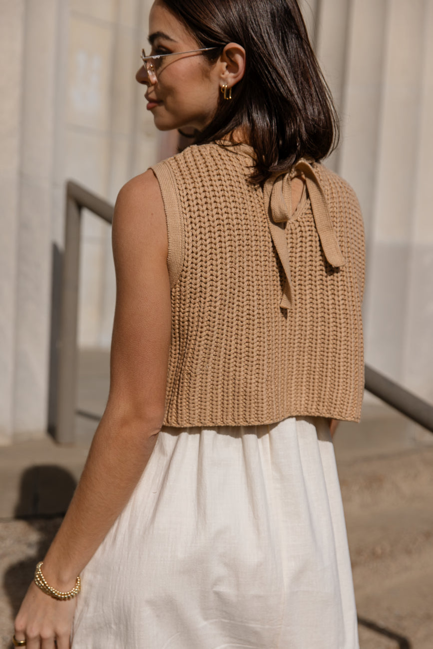 Laurel Twofer Midi Dress Mixed Media Knit Dress | JO+CO Laurel Twofer Midi Dress Mixed Media Knit Dress | JO+CO