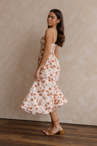 Leta Tan Embroidered Trim Dress - Final Sale