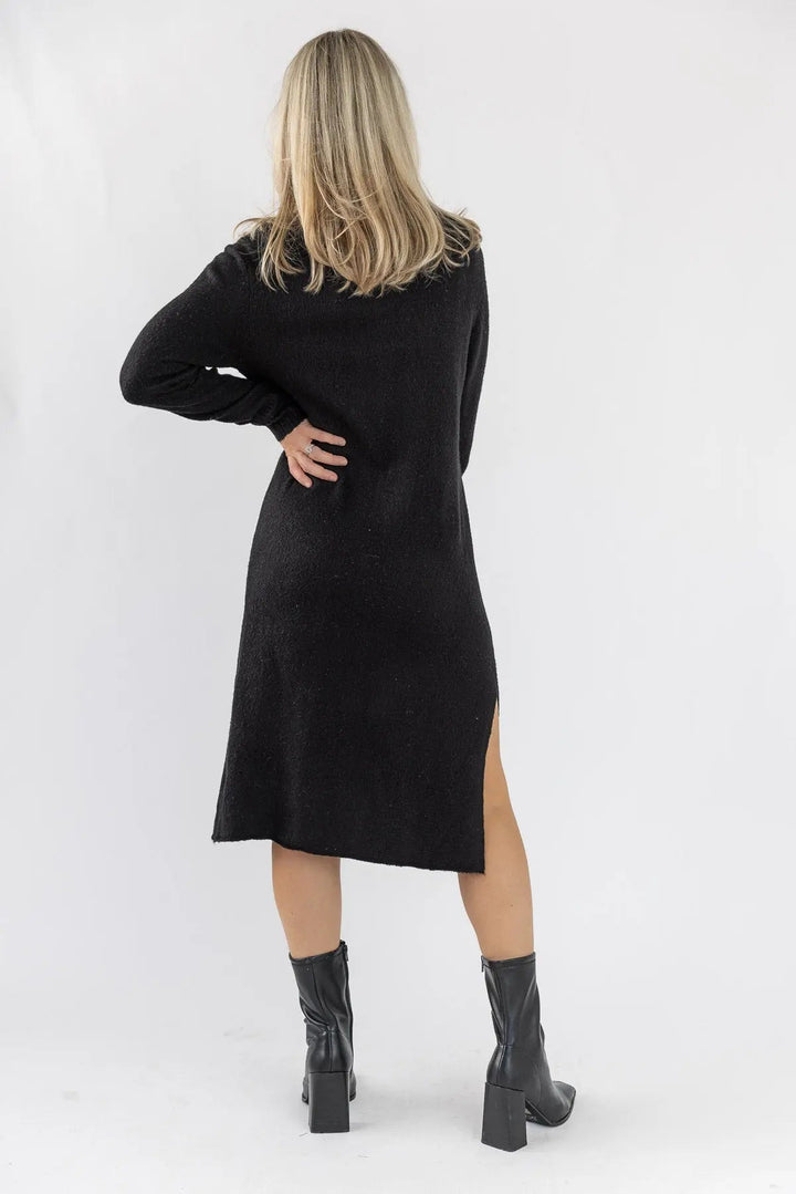 Lorene Black Sweater Midi Dress - Final Sale