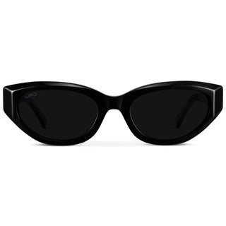 Black sunglasses with a white background