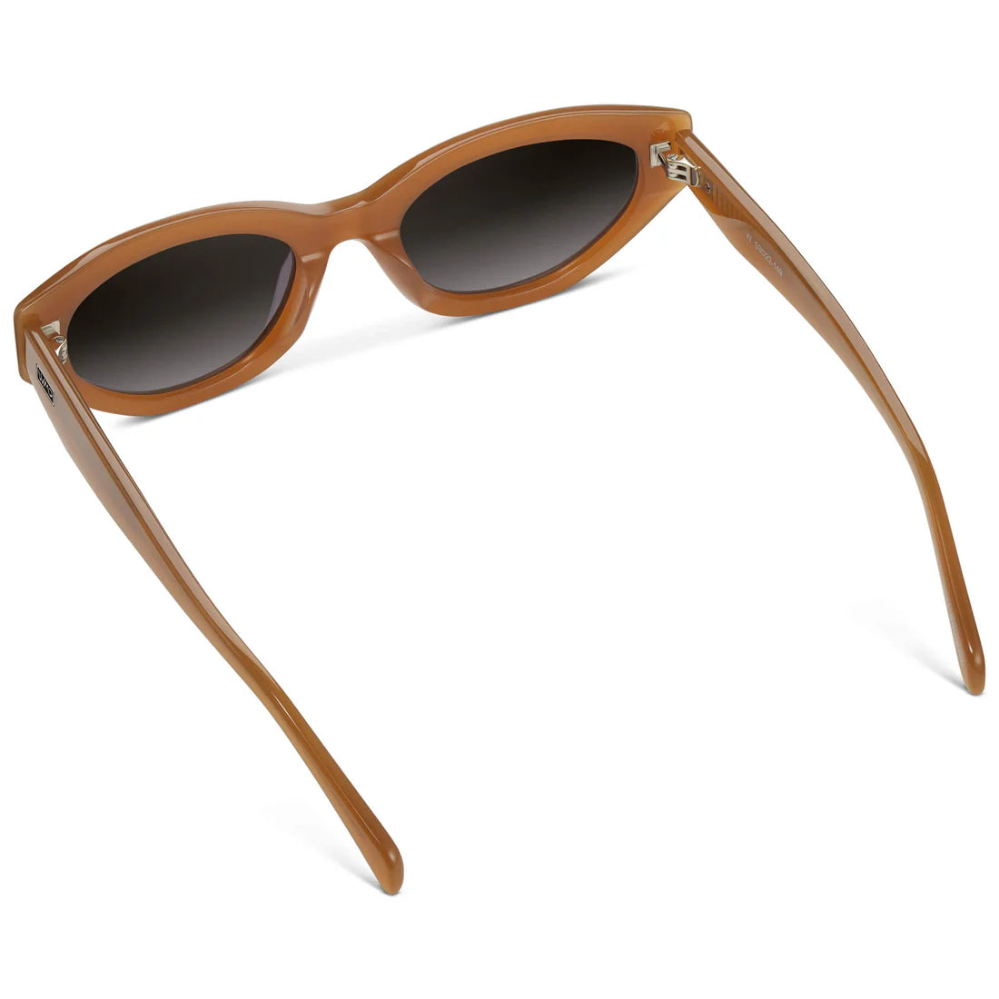 Brown sunglasses with dark lenses on a white background