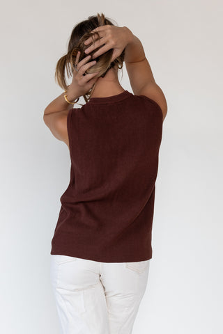 Margot Brown Knit Button Vest