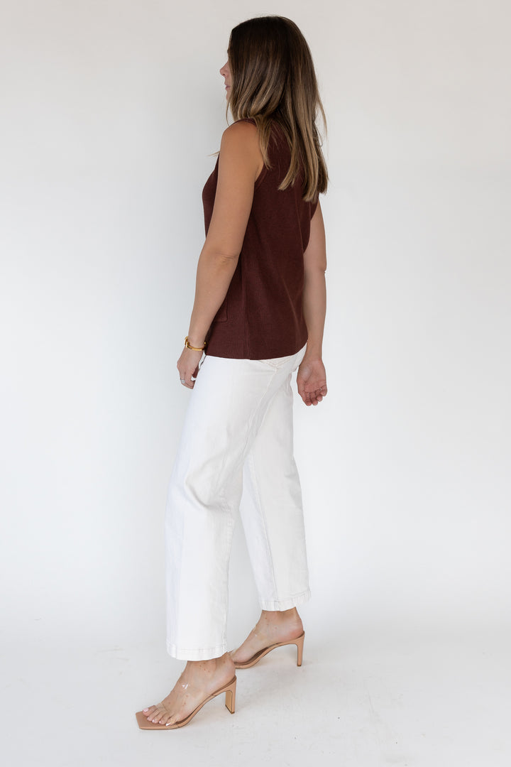 Margot Brown Knit Button Vest