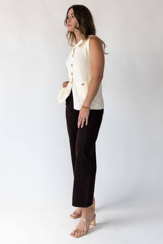 Margot Cream Knit Button Vest