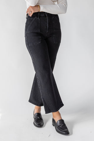 Marney Black Cargo Pocket Wide Leg - Final Sale