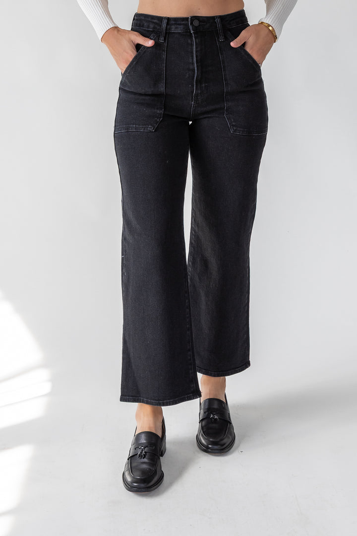 Marney Black Cargo Pocket Wide Leg