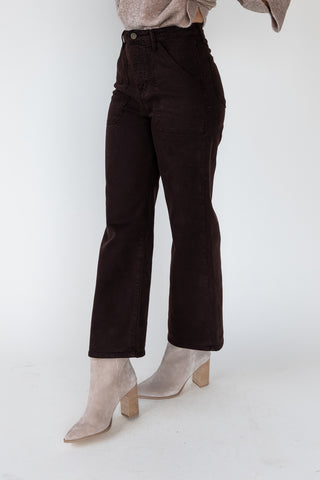 Marney Chocolate Cargo Pocket Wide Leg