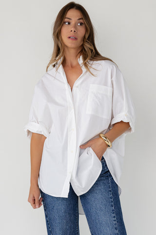 Marren Oversized Cuff Shirt - White
