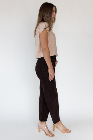 Melia Oatmeal Knit Mock Neck Top