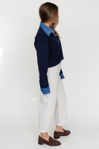 Merritt Collar Sweater - Navy/Denim