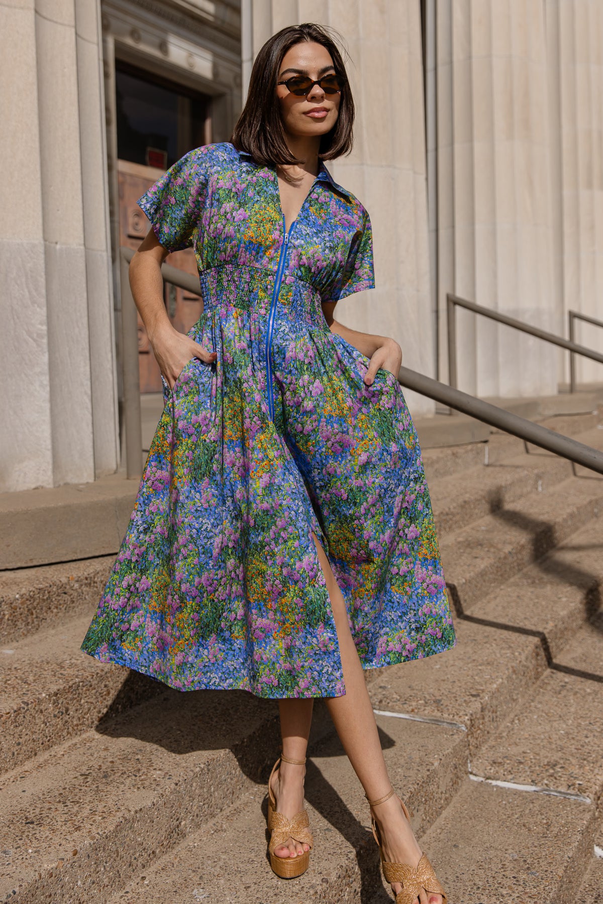 knee length dresses for ladies Monet Floral Midi Dress