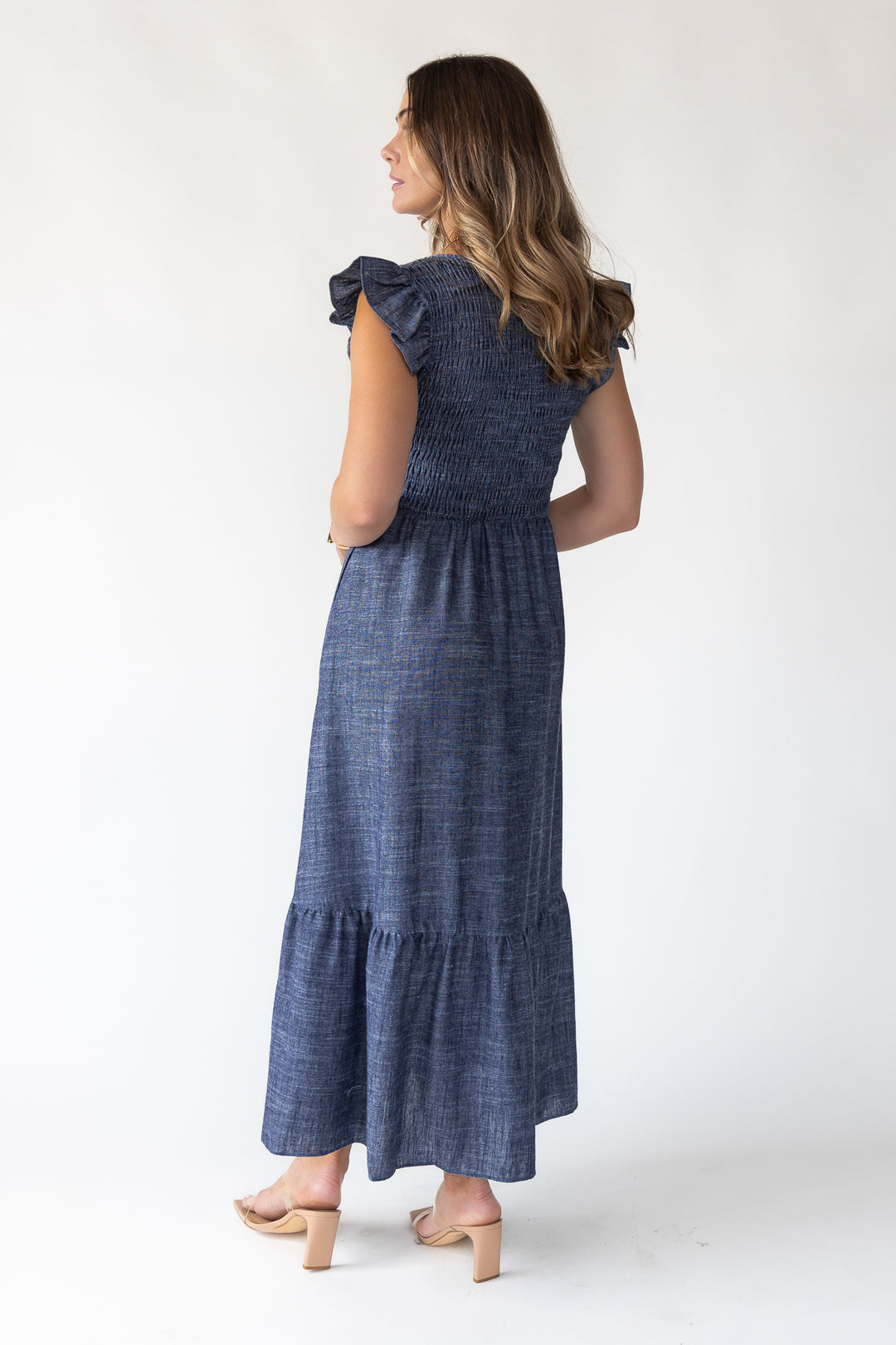 Ivanah Navy Smocked Maxi Dress