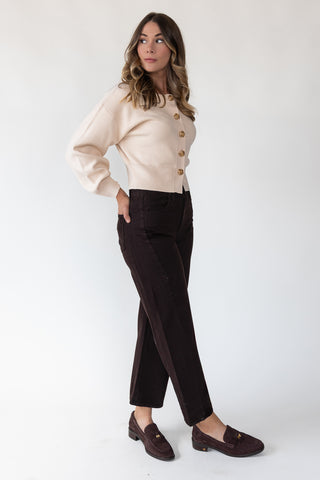 Nicolete Dark Brown Barrel Jean Twist