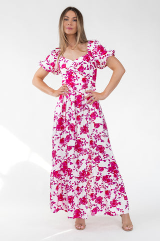 Pink Floral Ikat Maxi Dress - Final Sale