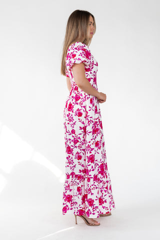 Pink Floral Ikat Maxi Dress - Final Sale