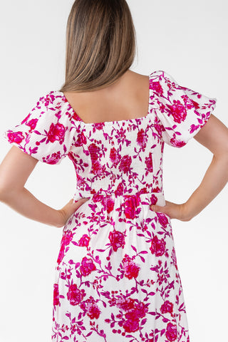 Pink Floral Ikat Maxi Dress - Final Sale