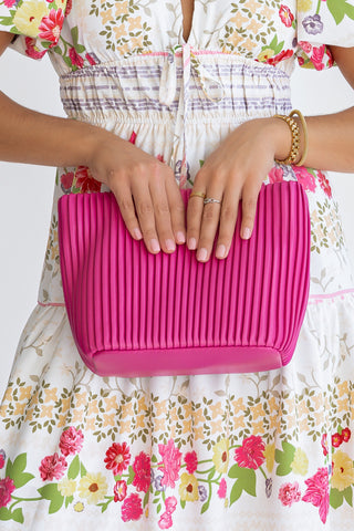 Pink Pleated Bucket Bag