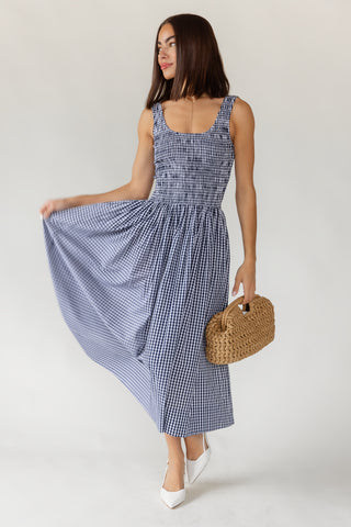 Provence Gingham Midi Dress