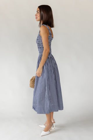 Provence Gingham Midi Dress