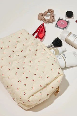 Quilted Keeper Cosmetic Pouch - Cherry