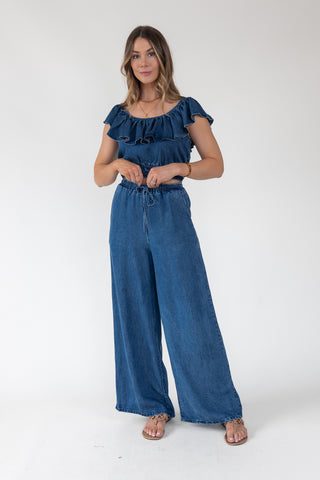 Riviera Wide-Leg Chambray Pant - Final Sale