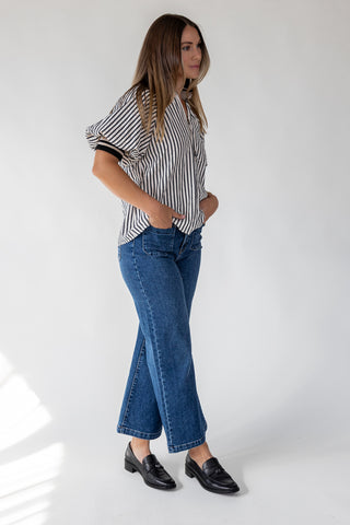 Rowan Black Stripe Half-Zip Top