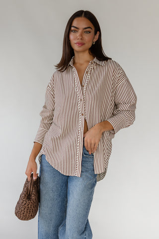 Delphine Stripe Top - Brown
