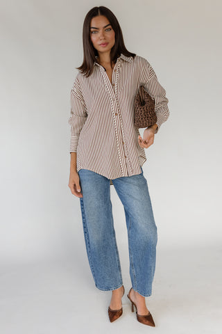 Delphine Stripe Top - Brown