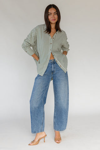 Delphine Stripe Top - Olive